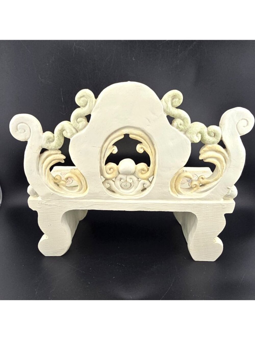 French Filigree Petite Doll Display Bench Hand-Painted - Picture 8 of 14